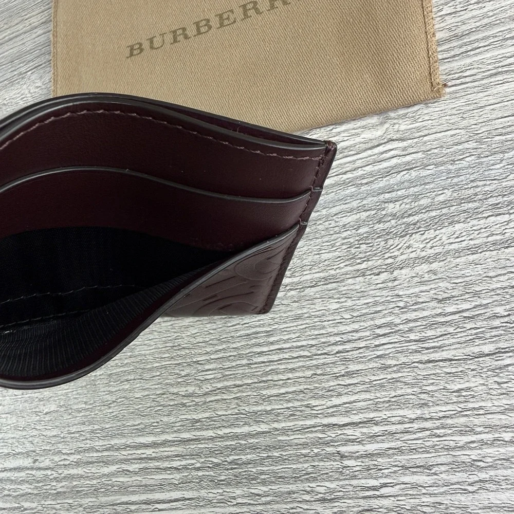 Burberry Sandon TB Monogram Calf Leather Card Holder Burgundy NWT Dust Bag